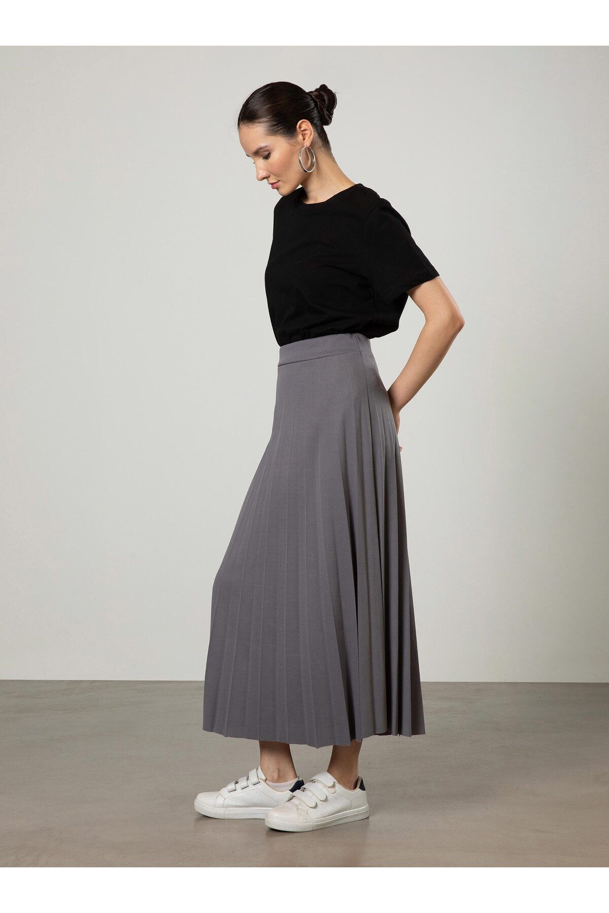 Refka-Plissierter 90 cm Rock - Grau - 2