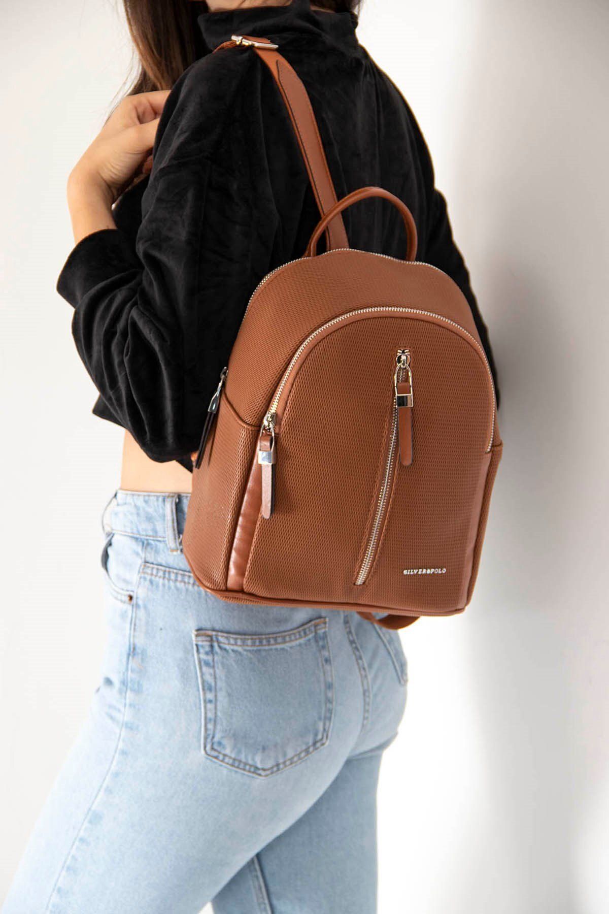 Silver Polo Rucsac Pentru Femei Silver & Polo Tan - Tan Sp901 Femeie - One Size