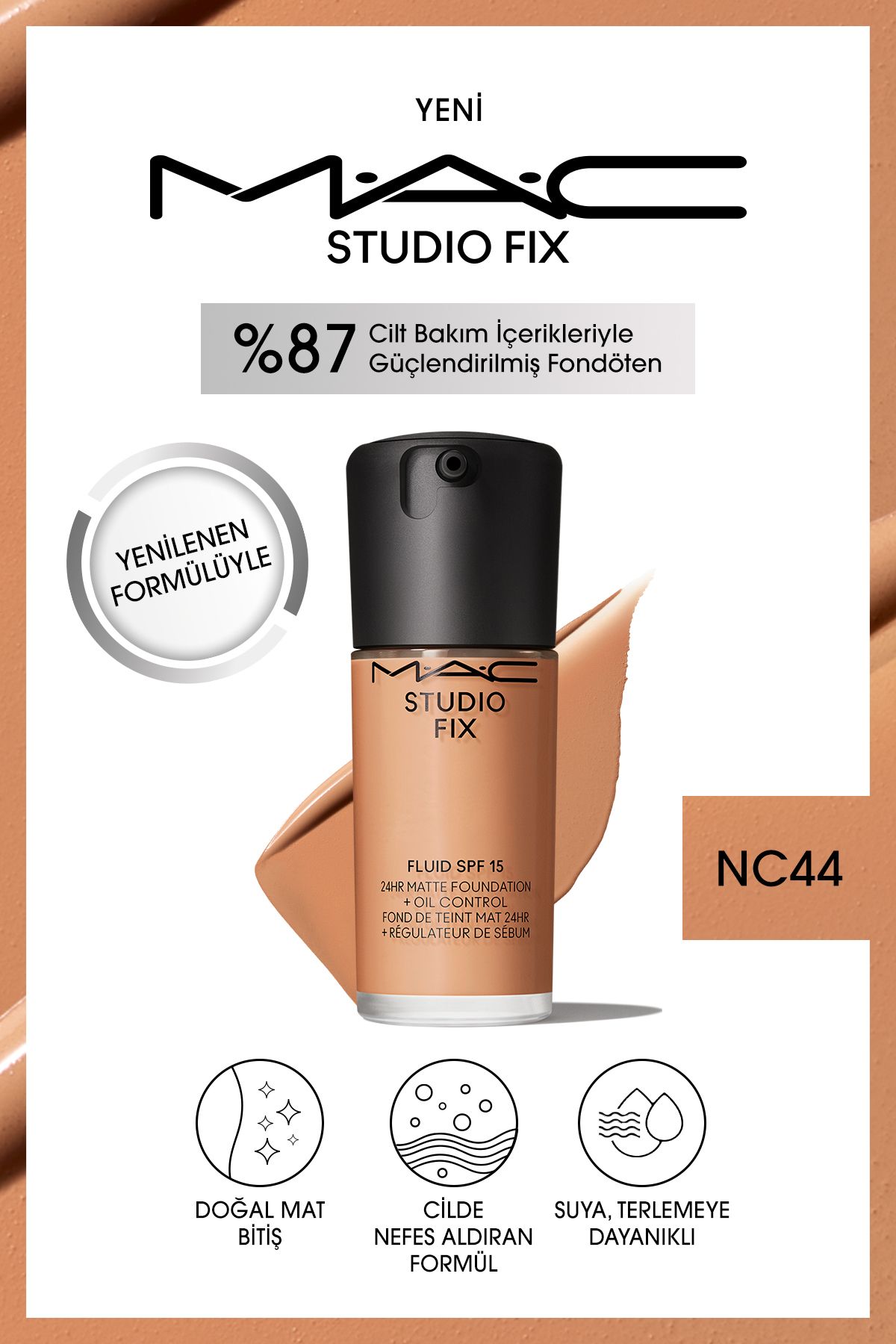 Mac STUDIO FIX FLUID SPF 15 MATTE FOUNDATION-NC44 30 мл 120613