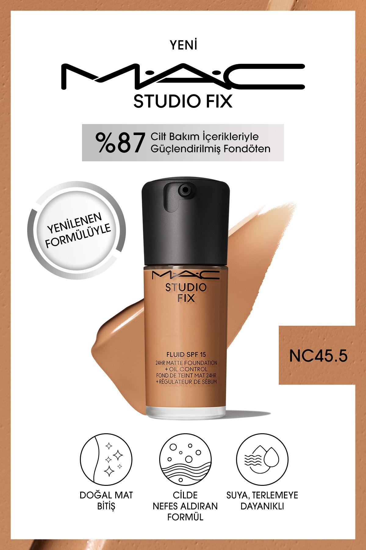 Mac STUDIO FIX FLUID SPF 15 MATTE FOUNDATION-NC45.5 30 мл 120613