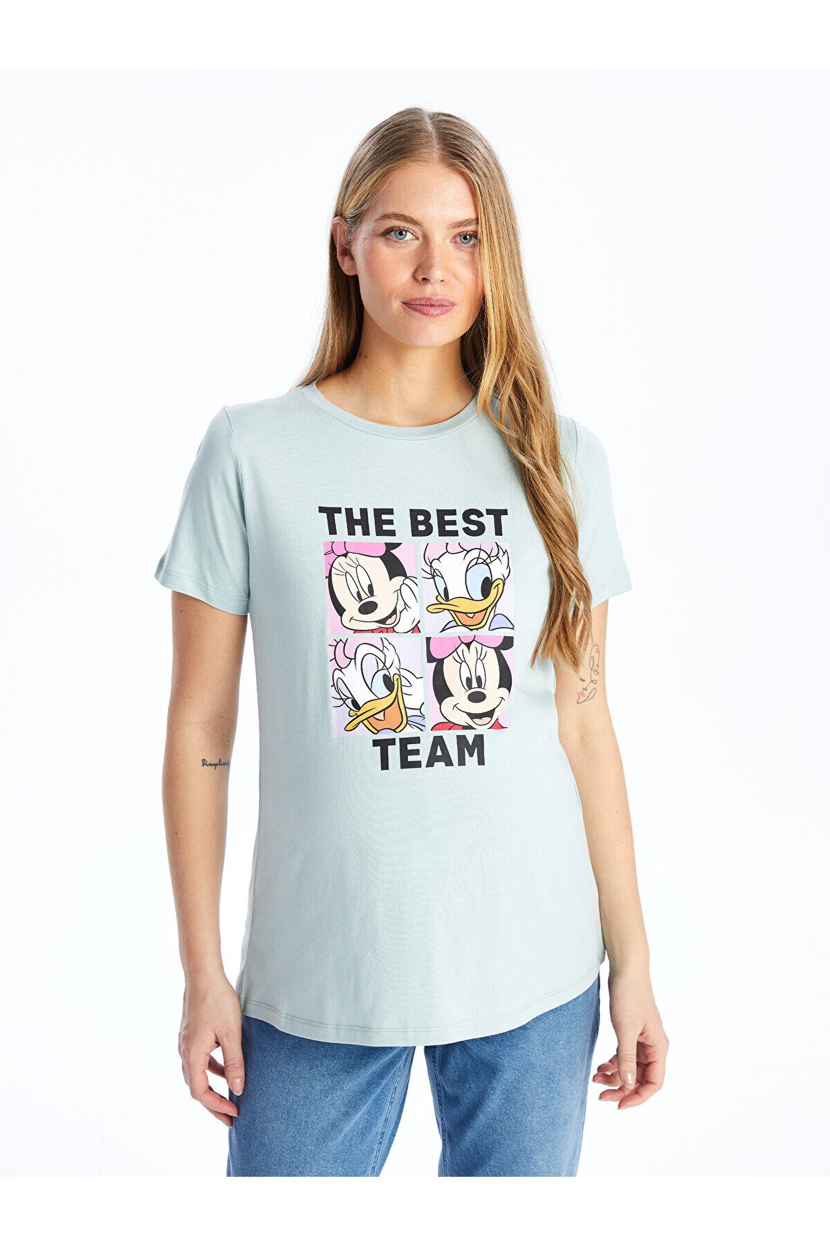LC Waikiki-LCWAIKIKI Umstands-T-Shirt mit Rundhalsausschnitt und Minnie-Maus-Aufdruck, kurzärmlig 4