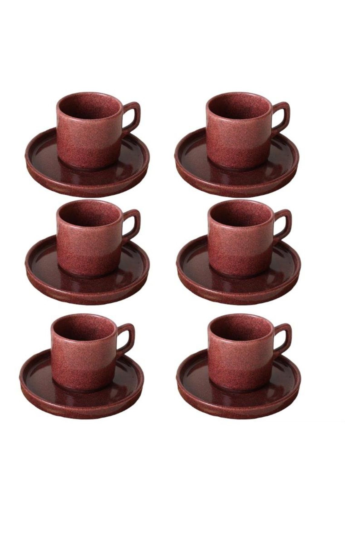 Keramika-Red Stackable Teacup with TwinKle for 6 People - 12 Pieces 2