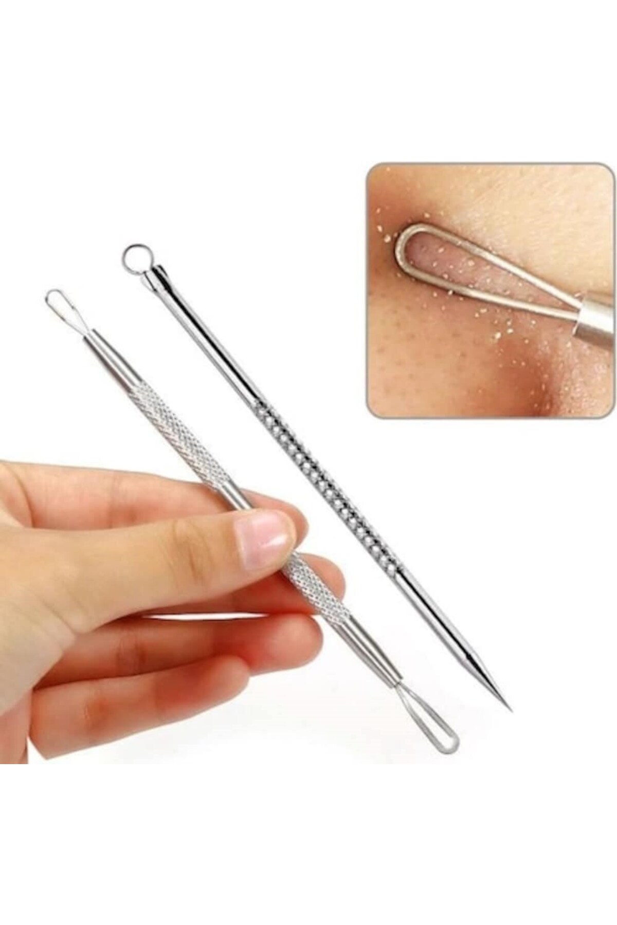 BarkoFix ابزار پاکسازی صورت جوش‌های سرسیاه، ست کومدون، ابزار دو تکه استیل ضد زنگ مخصوص آکنه، پاک کننده آکنه — PRA-9931100-2231