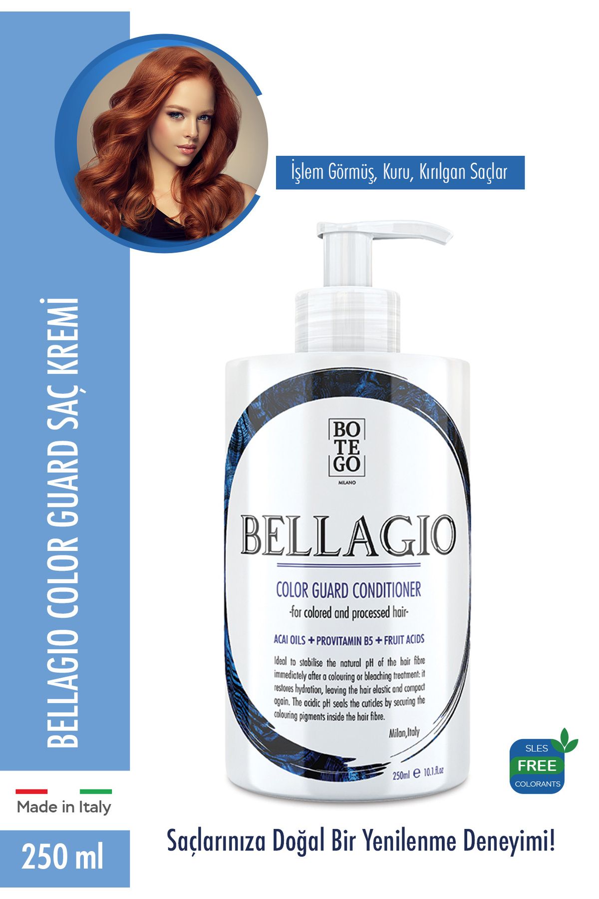 کرم مراقبت از موهای رنگ شده Bellagio Color Guard 250 میلی لیتری برای موهای رنگ شده و درمان شده botegohair