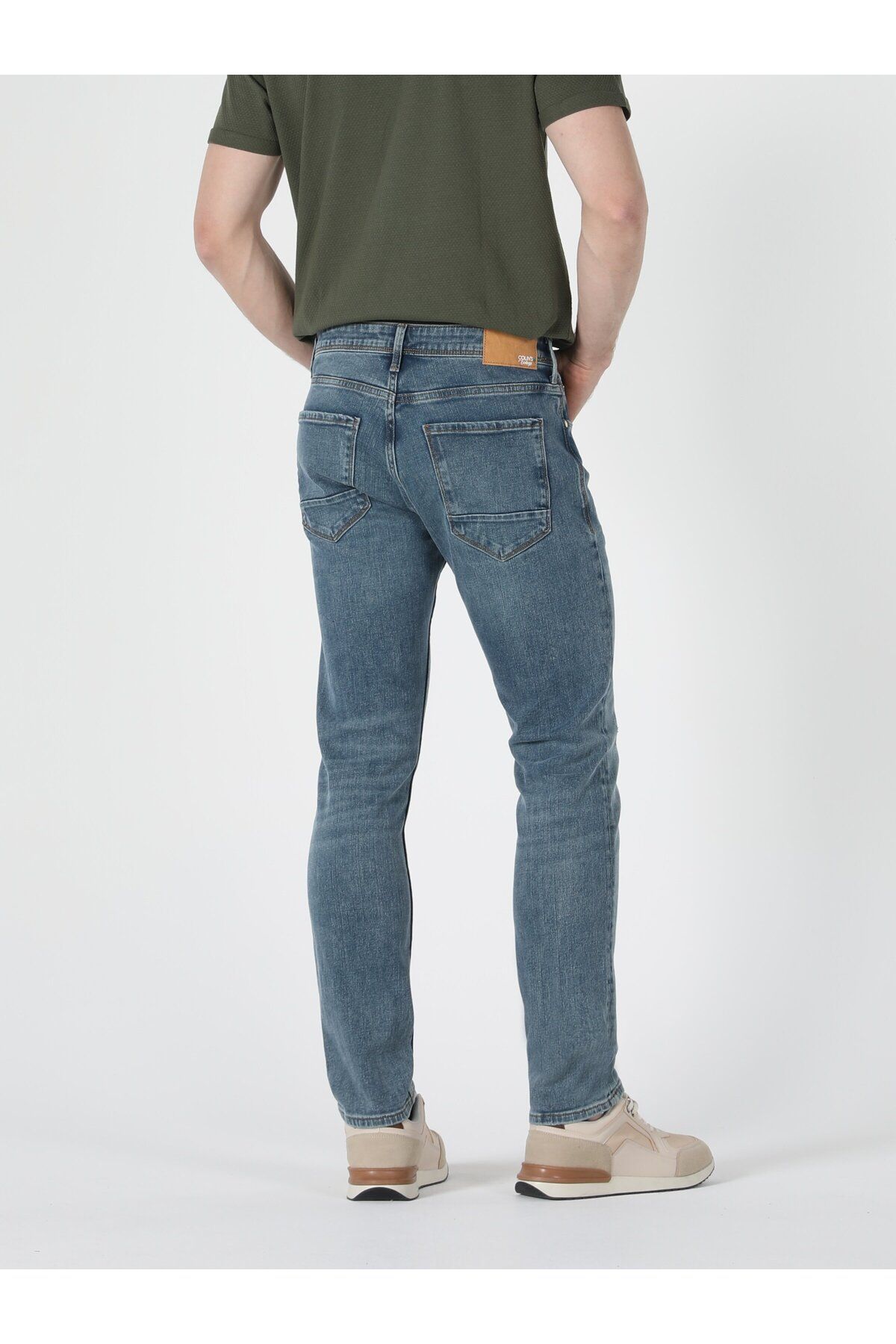 Colin's-Pantaloni de jeans pentru bărbați, albaștri, cu croială dreaptă - Detaliu rupt, talie joasă Cl 1057863 2