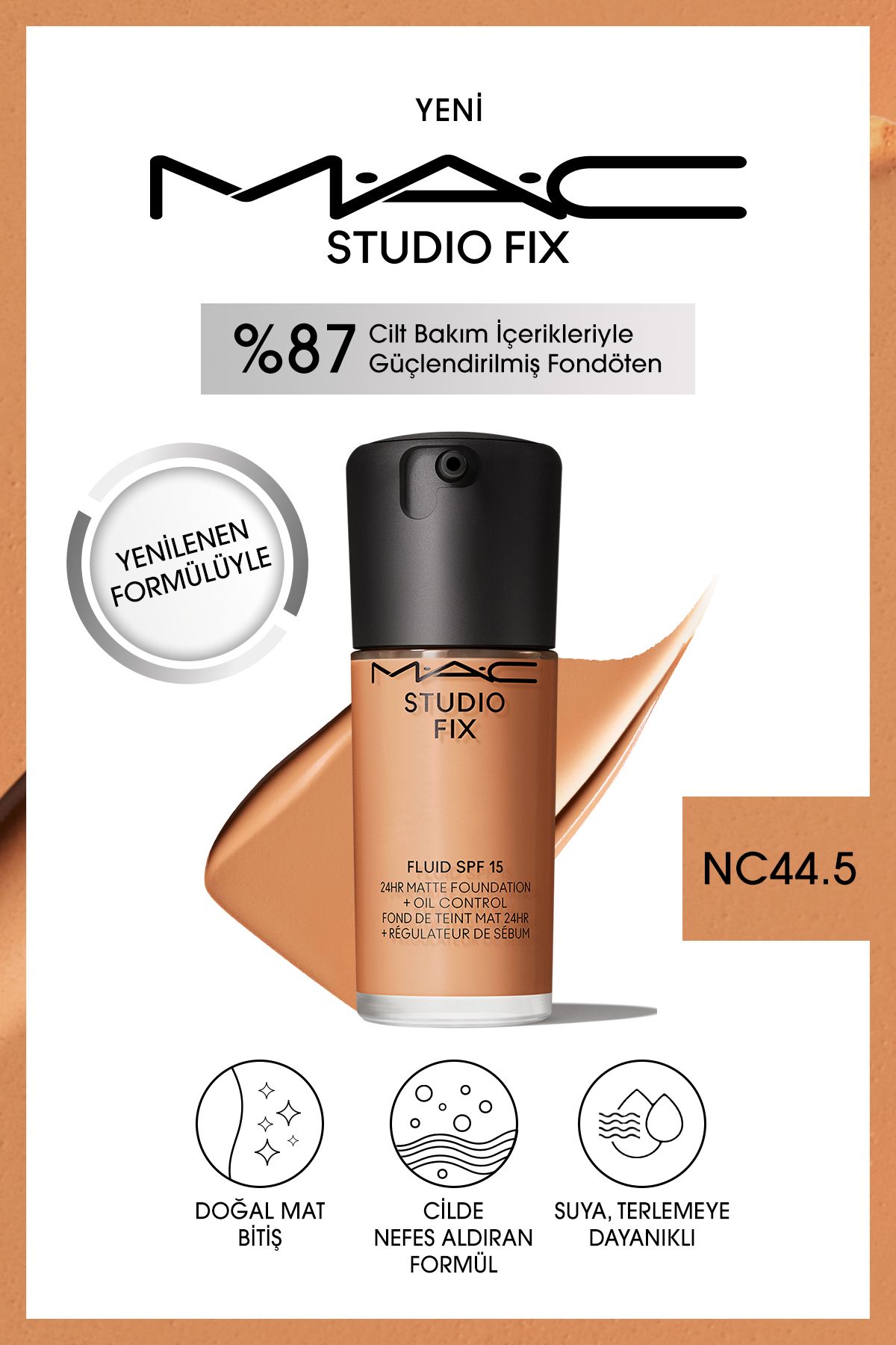 Mac STUDIO FIX FLUID SPF 15 MATTE FOUNDATION-NC44.5 30 мл 120613