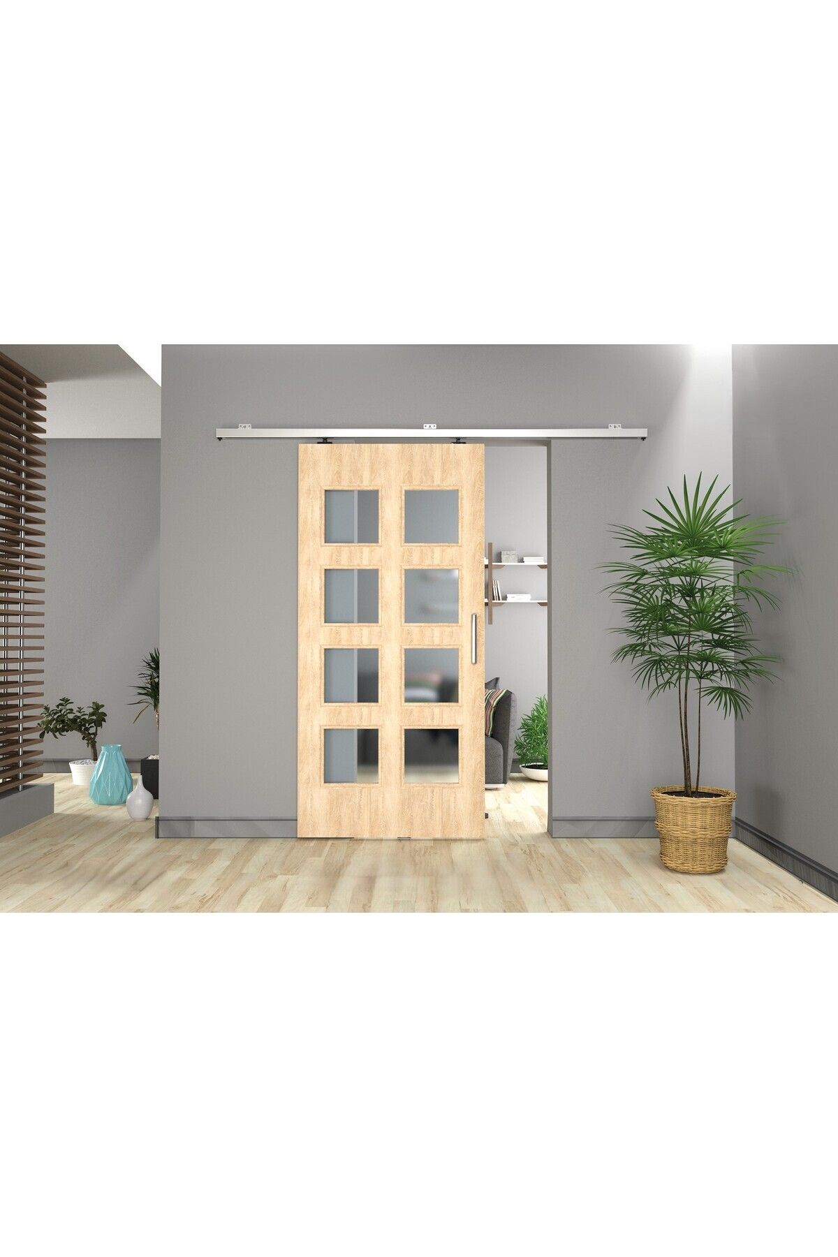 Raymek-Sliding Door Mechanism Sliding Door (3 Mt Rail Included) The Door Itself Is Not Included. 2