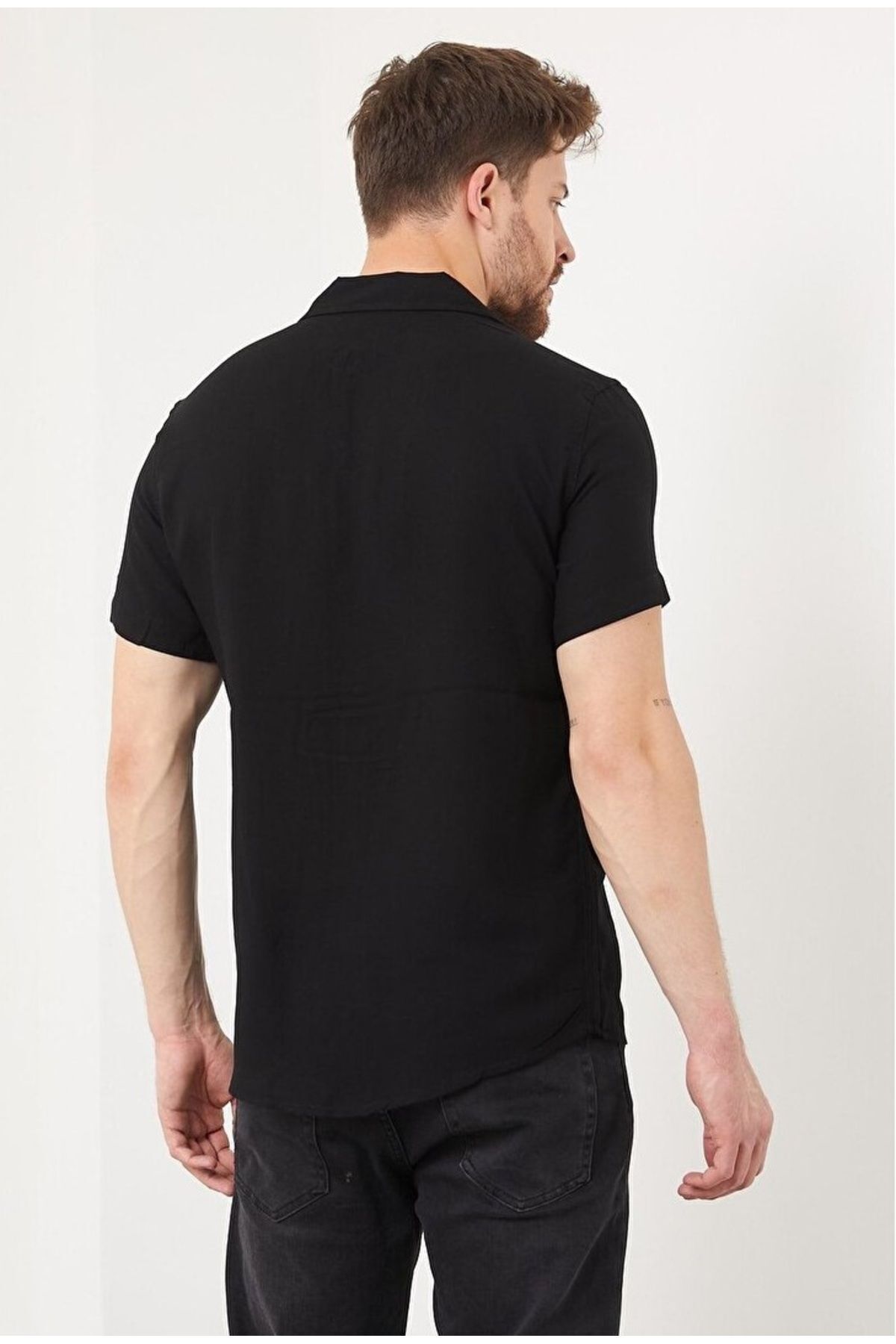 پیراهن مردانه مشکی YNGMENCLASS | VİSKONAPAS25 اورجینال - تصویر 2