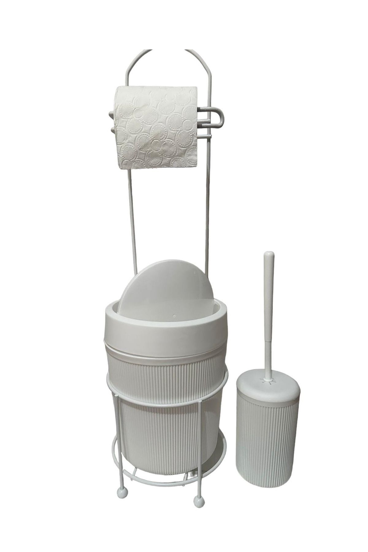 LeesHome-Replacement WC Paper Holder - Round Trash Can and WC Brush Set 3