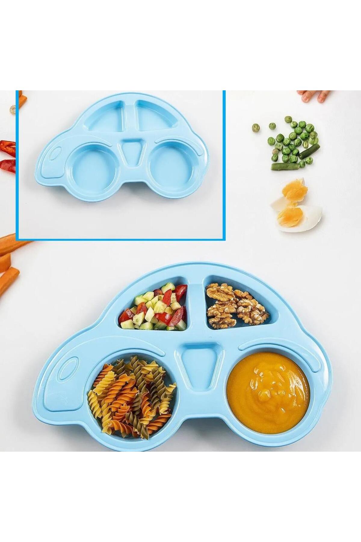 HomeTarz Plastik Mama Tabağı 4 Bölmeli Pratik Bebek Yemek Tabağı Çocuk Kahvaltı Tabağı BPA İçermez fotoğrafı 2 (önizleme)