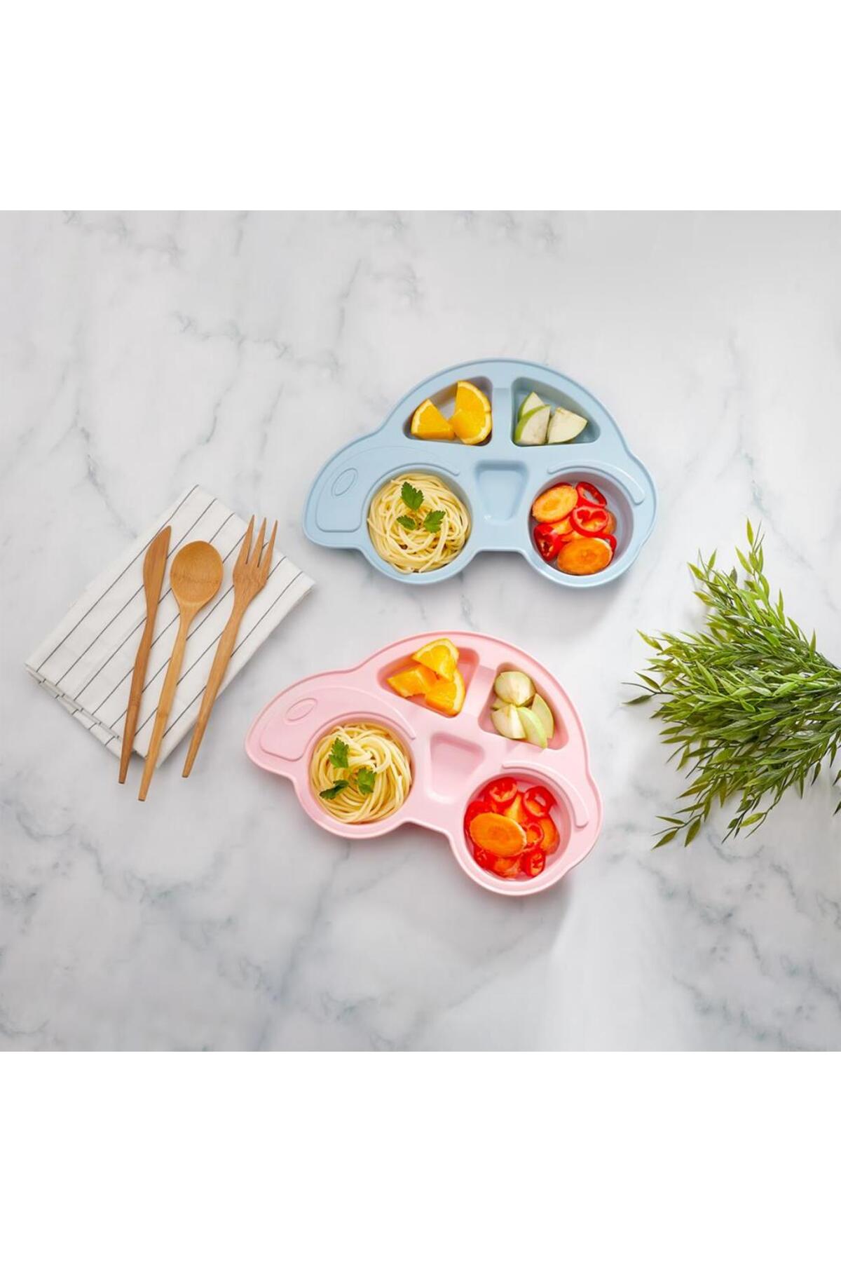 HomeTarz Plastik Mama Tabağı 4 Bölmeli Pratik Bebek Yemek Tabağı Çocuk Kahvaltı Tabağı BPA İçermez fotoğrafı 3 (önizleme)