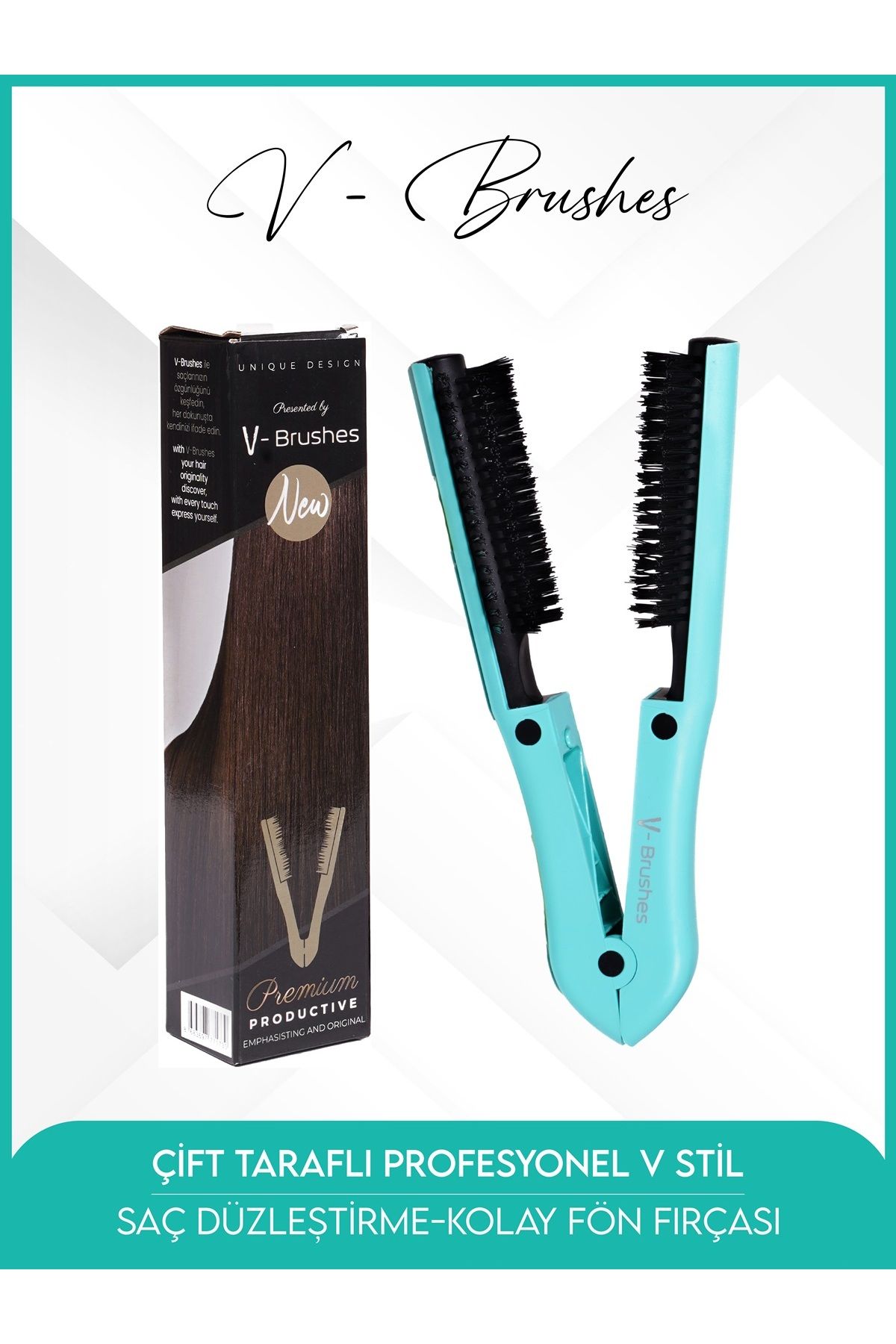 دو طرفه حرفه ای V Style، صاف کردن مو - برس خشک کردن آسان مو سبز V Brushes