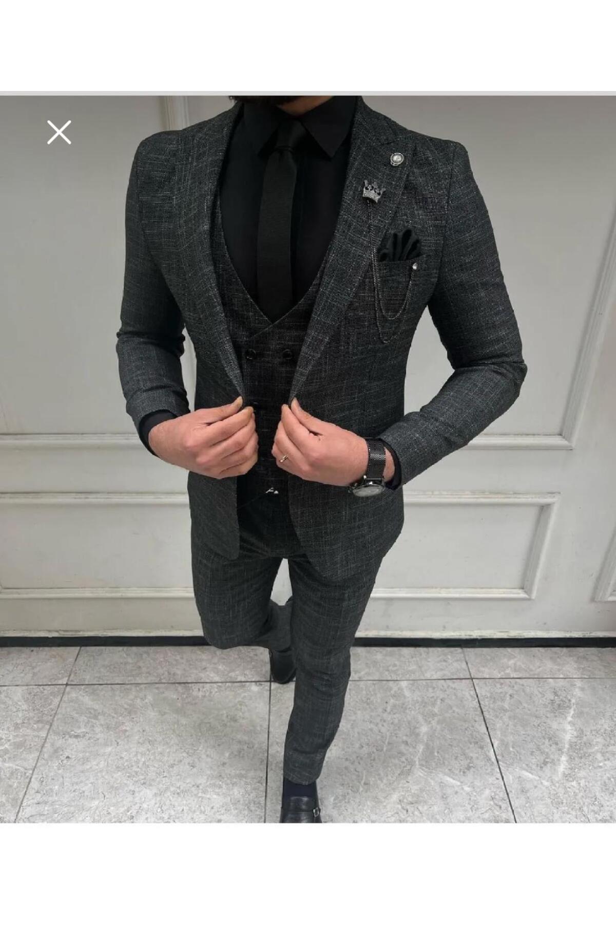 MASSARO  Slimfit Yelekli Takım Elbise