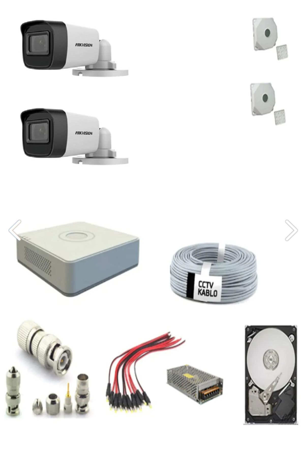 HİKVİSİON 2 KAMERALI FULL SET 500GB