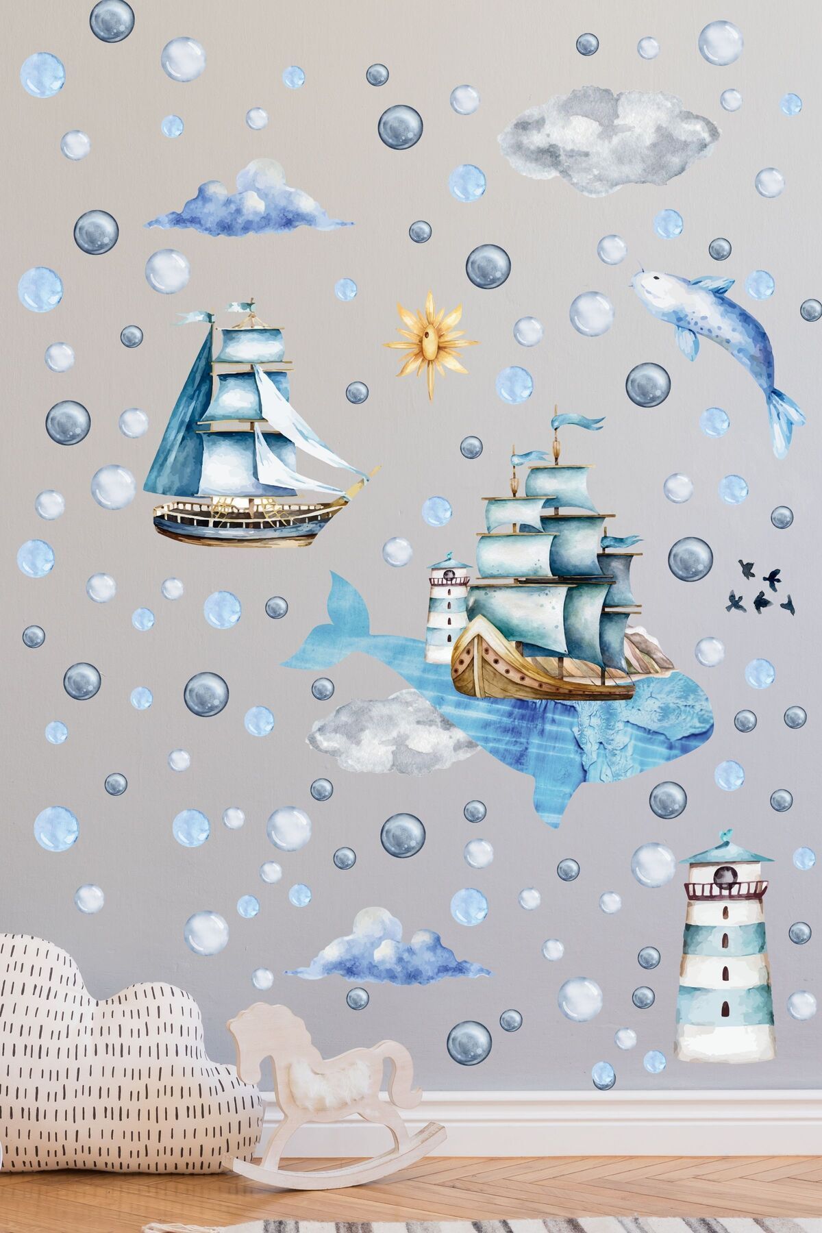 Postifull-Kids Room Sticker Set, Ocean Themed Kids Room Wall Decor, Baby Room Wall Sticker 4