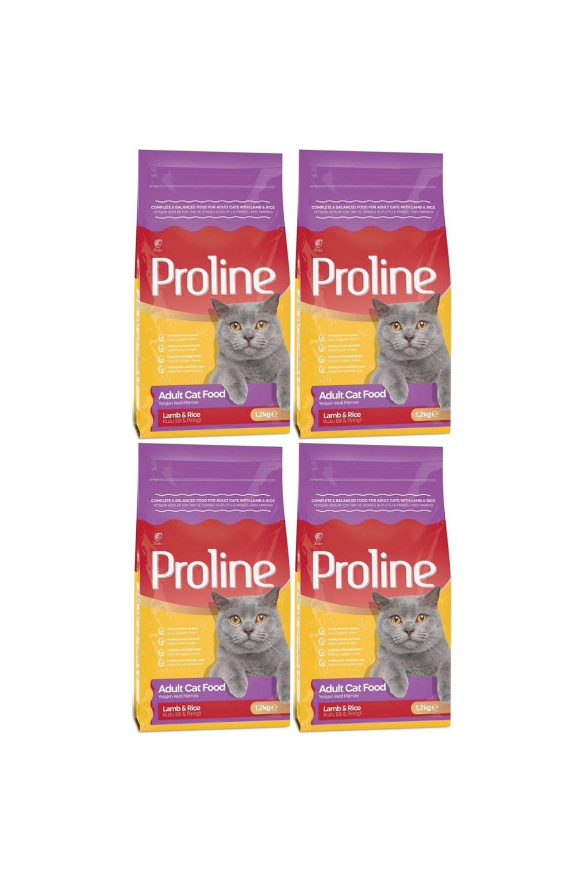 Proline Kedi Mama Yetişkin Kuzu Etli&pirinçli 1,2 Kg. (4'LÜ)