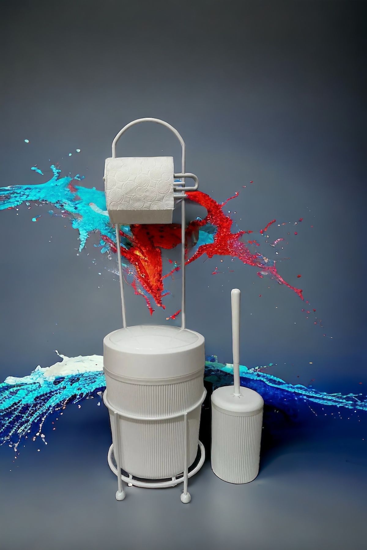 LeesHome-Replacement WC Paper Holder - Round Trash Can and WC Brush Set 1
