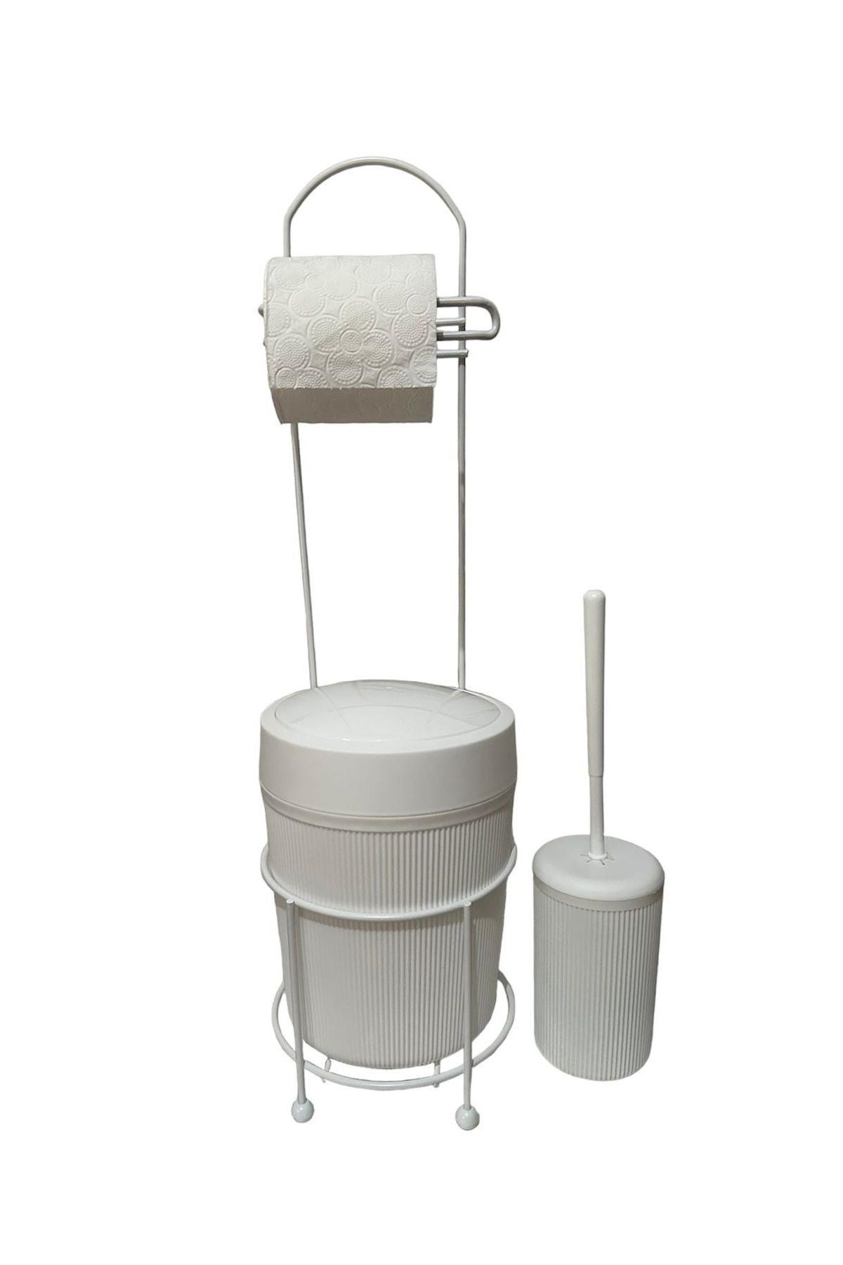 LeesHome-Replacement WC Paper Holder - Round Trash Can and WC Brush Set 2