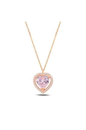 925 Ayar Gümüş Kalp Pink Diamond Kolye CS1331