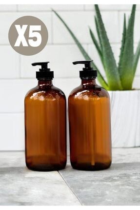 5 Adet 500ml Amber Kahverengi Cam Sıvı Sabunluk Goblobs5x