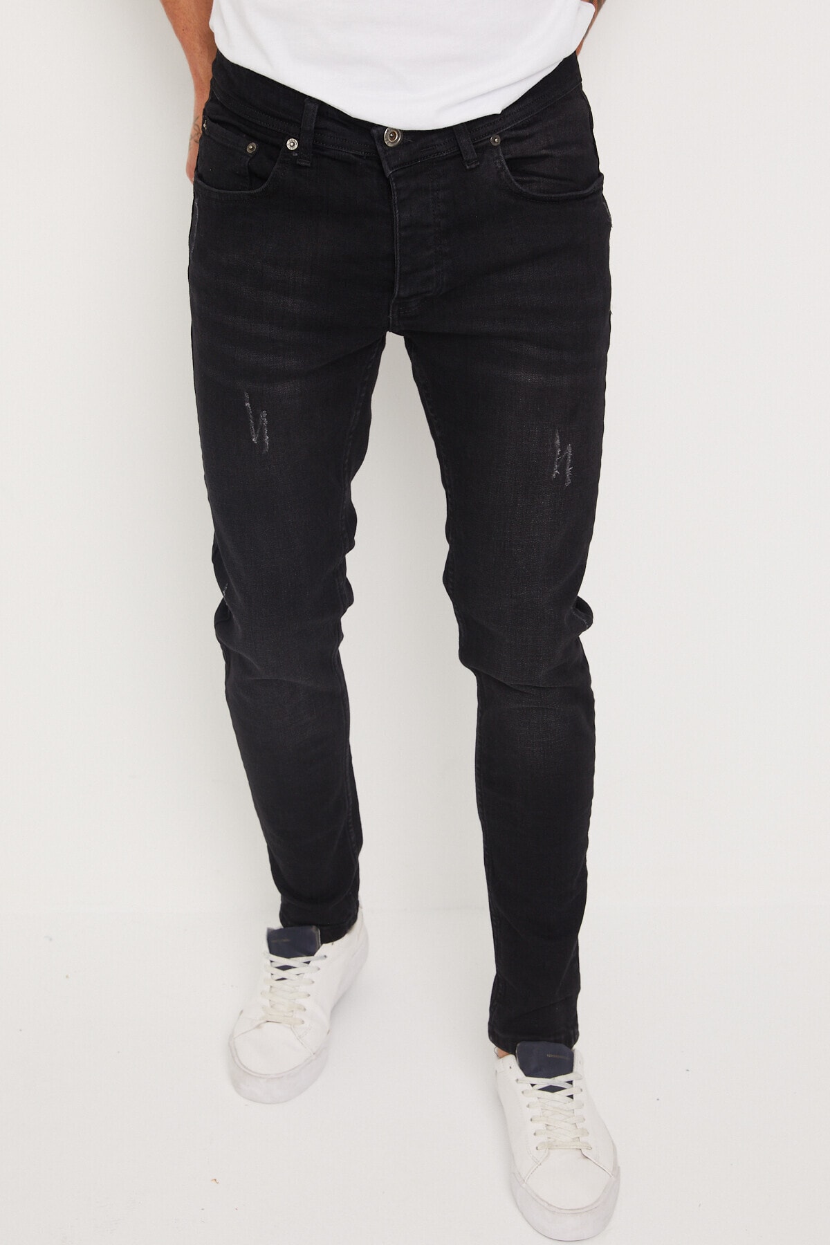 Newtime Erkek Jeans Skinny Fit Likralı Tırnaklı Siyah