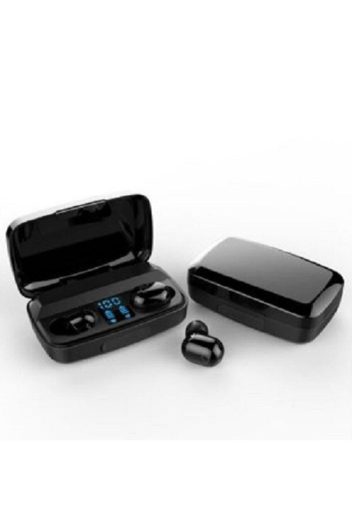 Bluetooth Spor Kulaklık, Led Göstergeli, 1800 Mah Powerbank, Su Geçirmez Tws A10s - Siyah
