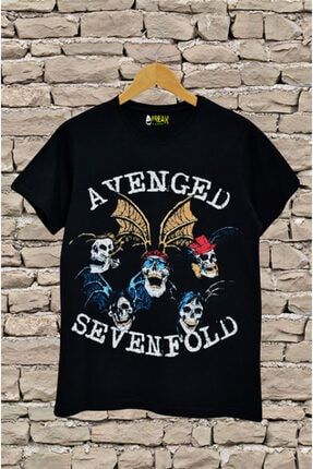 Unisex Siyah Avenged Sevenfold Baskılı Rock Metal T-shirt FRK03AST