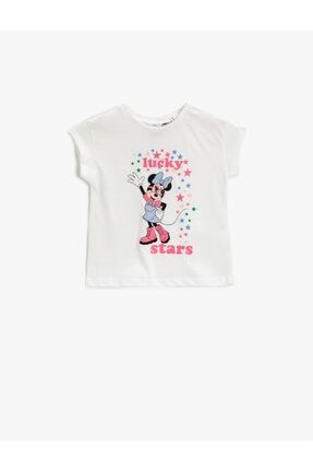 Kız Bebek EKRU Mickey Mouse Tisört Lisansli Pamuklu 1YMG19333AK
