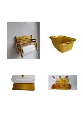 Altın Varaklı Mutfak Banyo Seti 4 Parça ssd88445522112