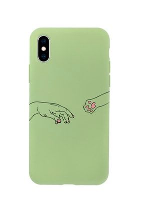 Iphone X Hand And Paw Premium Silikonlu Yeşil Telefon Kılıfı MCIPHXLHNDPW
