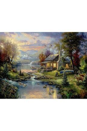 Geyikli Göl Manzara Kanvas Led (ışıklı) Tablo 60x90 Cm bbc10995