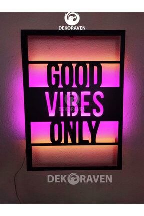 Good Vibes Only-motto Led Işıklı Ahşap Tablo vibes