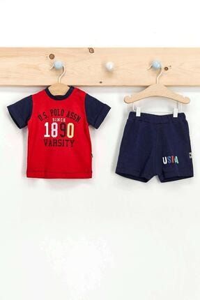 Erkek Bebek Lisanslı Kırmızı 2'li T-shirt Takım SZ-USB266