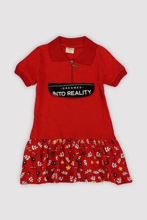 Yazlık Kız Çocuk Penye Pamuk Dar Kalıp Çiçekli Reality Etekli Elbise 12519