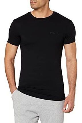 Erkek Siyah Pamuklu T-shirt 8825-R