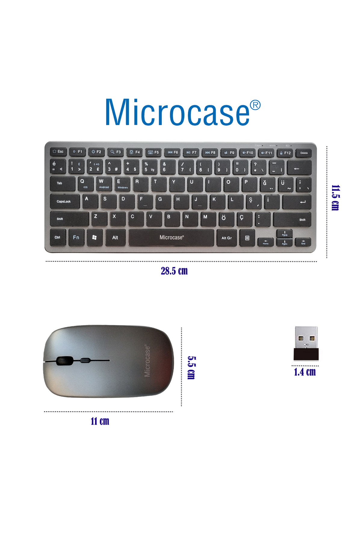 Microcase 2in1 Kablosuz ve Bluetooth Türkçe Klavye Mouse Set Şarjlı ...