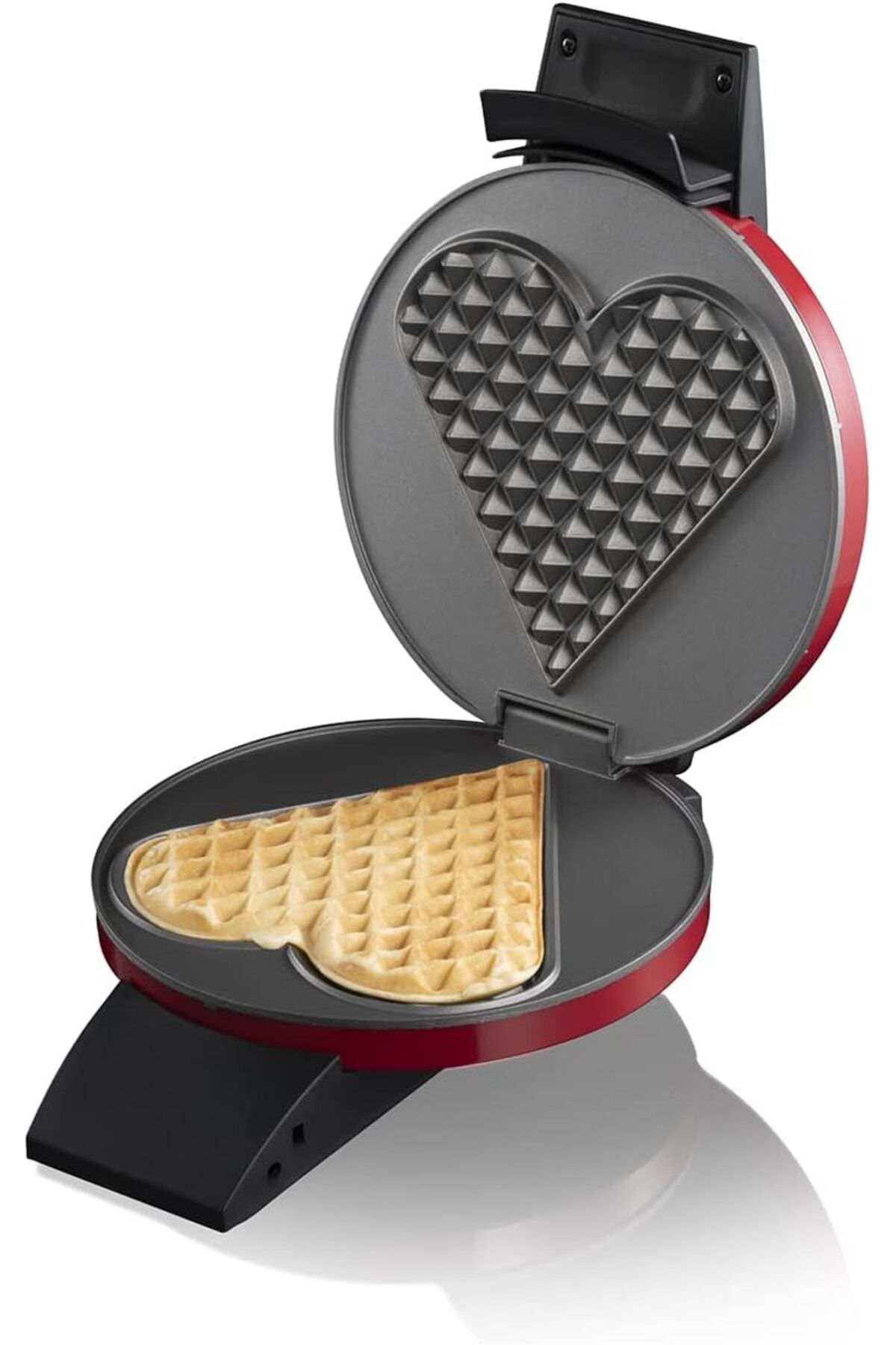 Cloer Sevgililer Günü Baskılı Büyük Yapışmaz Kalp Waffle Makinesi 930W Kırmızı Renk