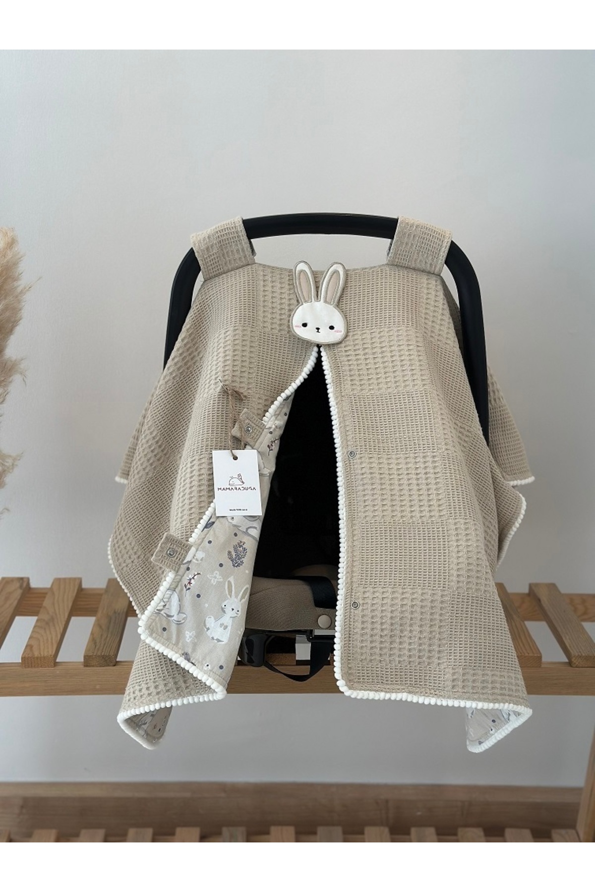 MAMARADUGA Tek Puset Örtüsü Çift Taraflı Bej-Tavşan