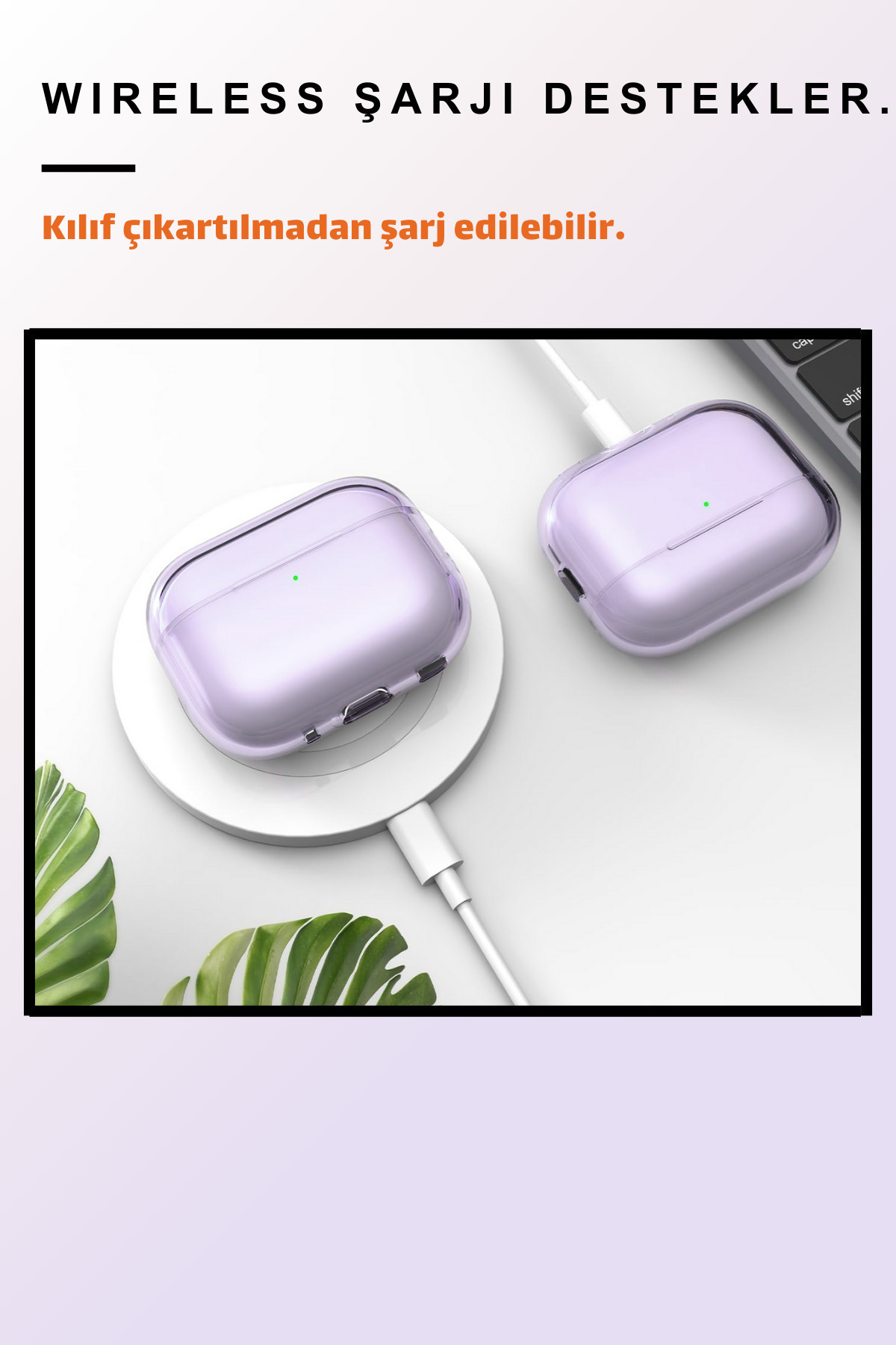 Pro 2. Nesil Uyumlu Şeffaf Mor Premium Kulaklık Kılıfı 6