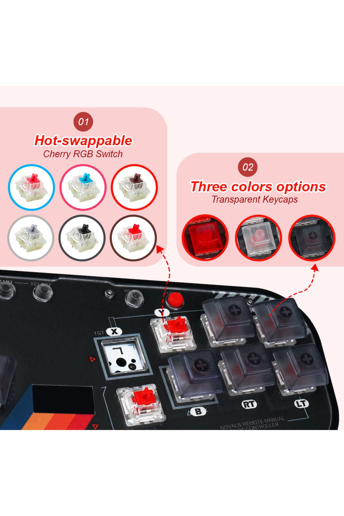 RetroScaler-Mini HitBox Controller SOCD Arcade Stick Keyboard RGB Cherry Switch For PC Android PS4 Misterfpga 6