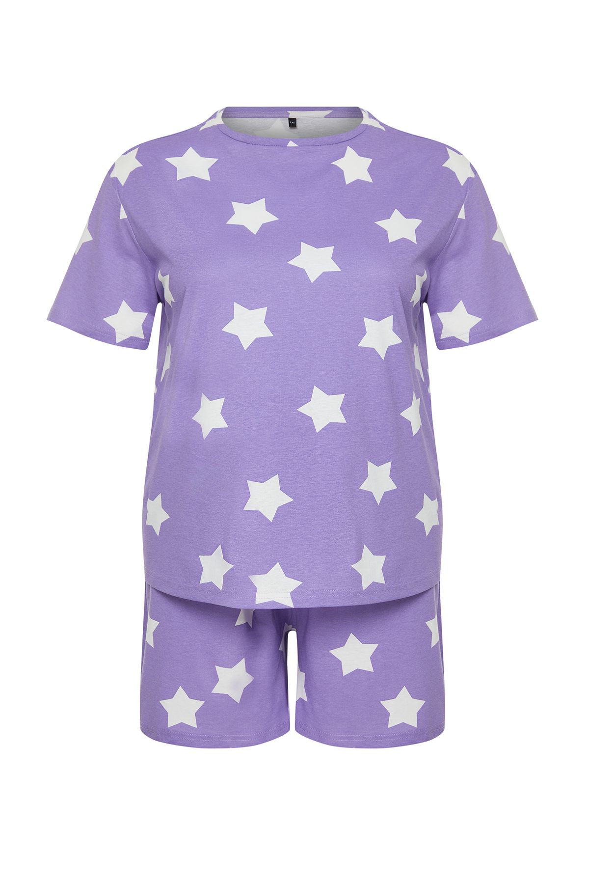 Trendyol Curve-Lilafarbenes, gestricktes Pyjama-Set mit Sternenmuster TBBSS24AI00027 7