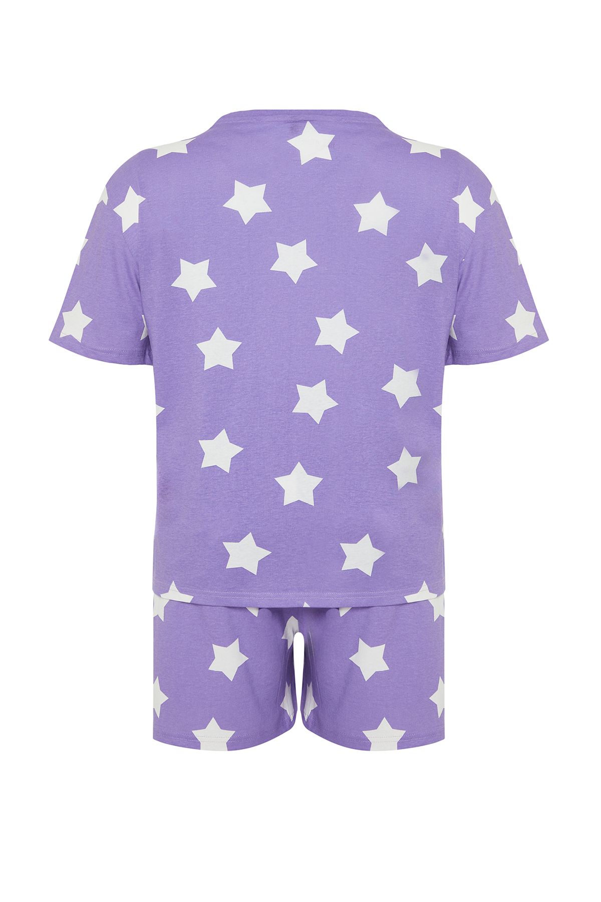 Trendyol Curve-Lilafarbenes, gestricktes Pyjama-Set mit Sternenmuster TBBSS24AI00027 8