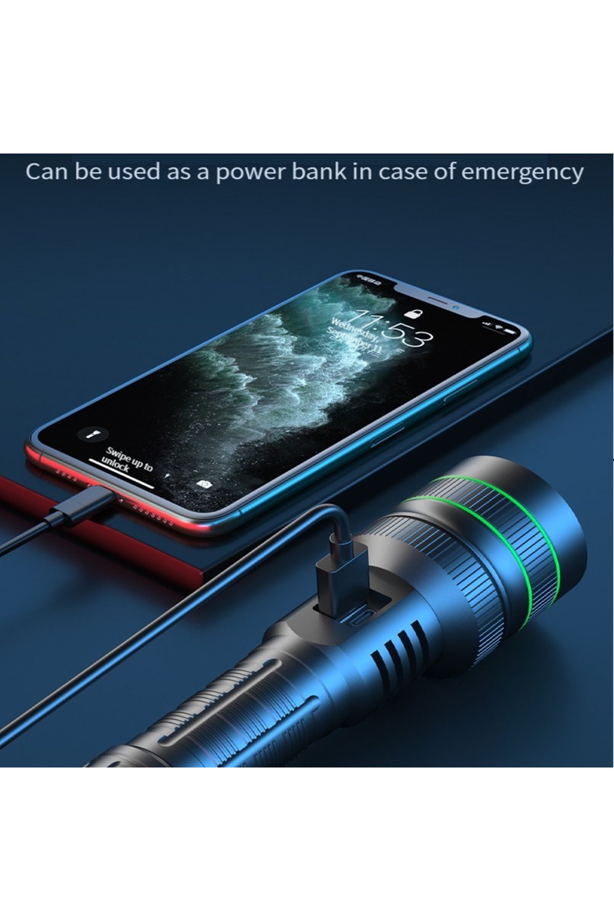 KENSUN-High Power Led Flashlight Usb Rechargeable Super Long Range Tactical Torch Strong Light Lamp Outd... 6