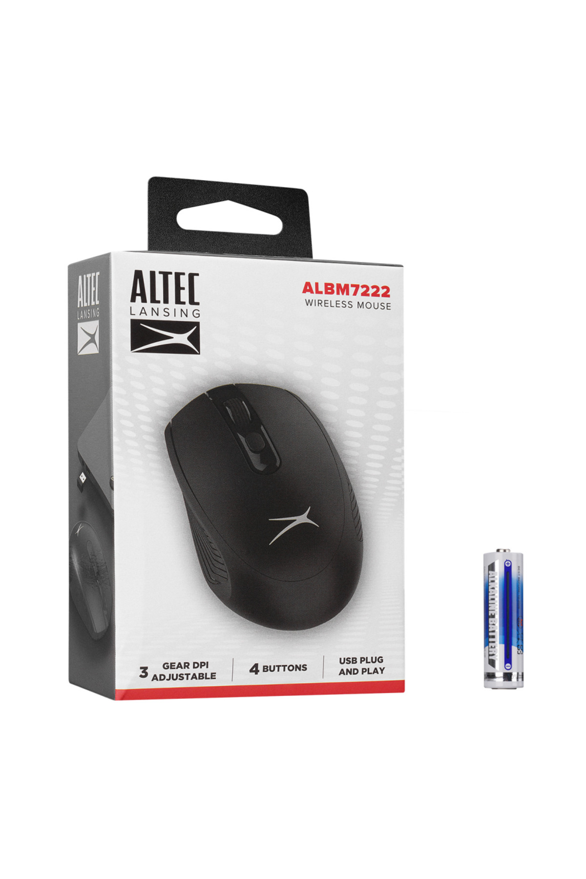 Altec Lansing ALBM7222, Siyah, 2.4GHz USB,  1200DPI, Kablosuz Optik Mouse