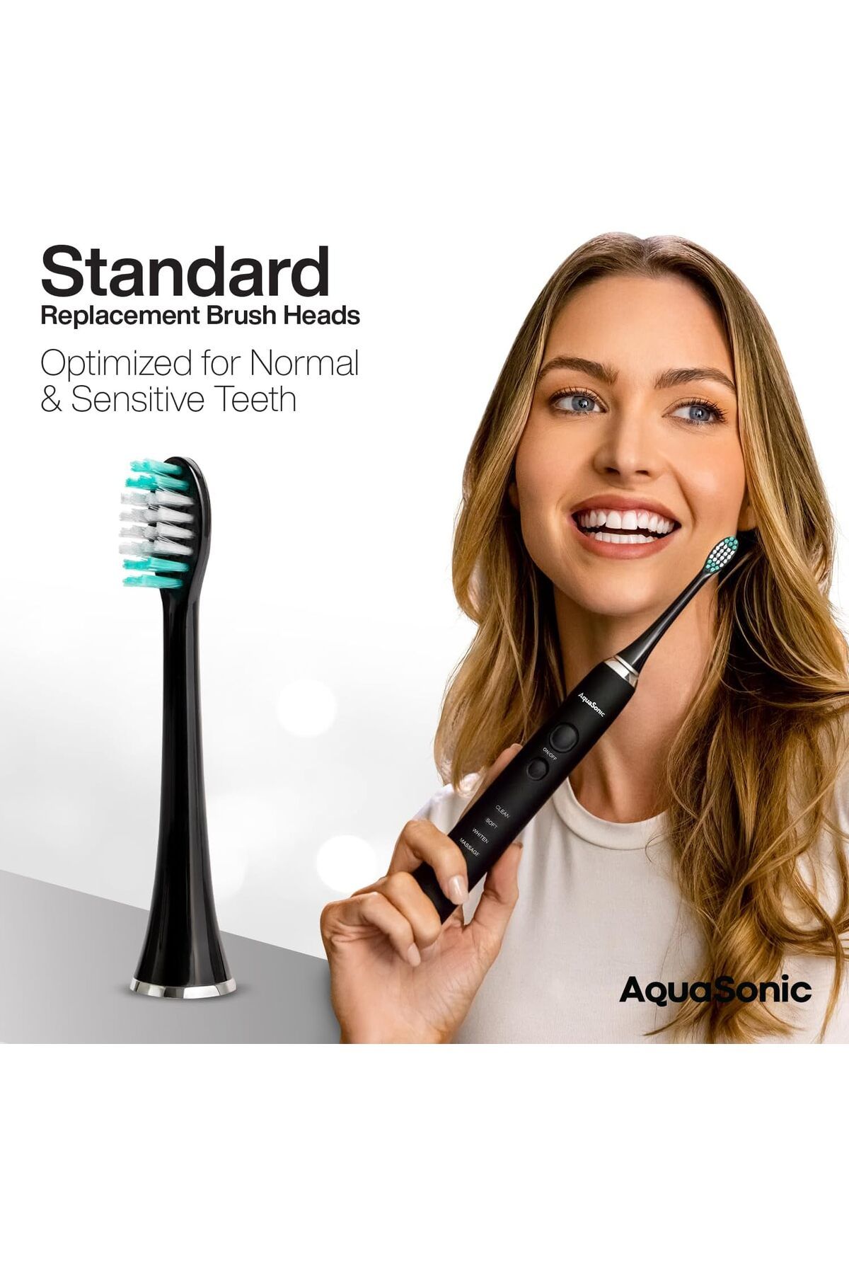 Aqua Sonic-AquaSonic Toothbrush - for Normal and Sensitive Teeth, with Replacement Brush Head Compatible with Handle 2