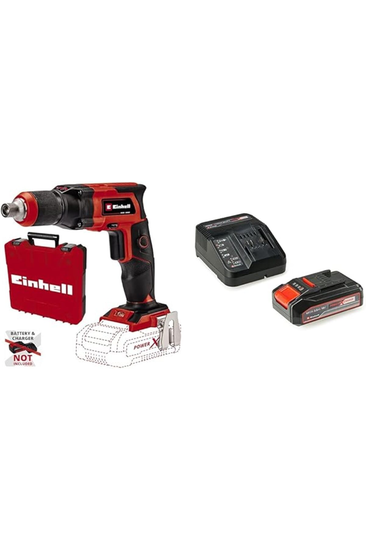 Einhell TE-DY 18 Li- Solo, Akülü Alçıpan Vidalama ve Einhell 18V 2,5 Ah PXC Starter Kit (Başlangıç