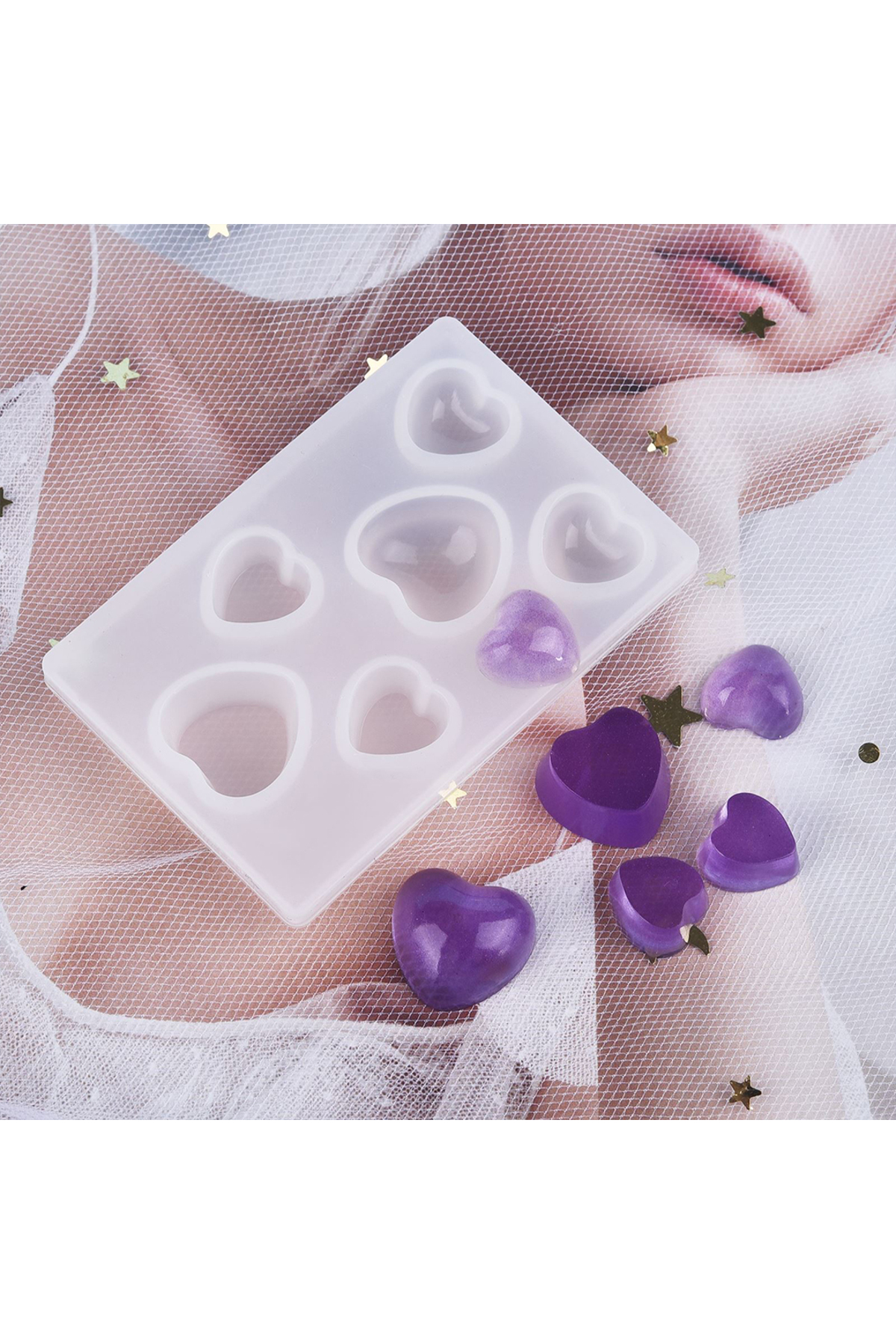 Siliko World Epoksi Mini Kalp Kolye Küpe Kalıbı