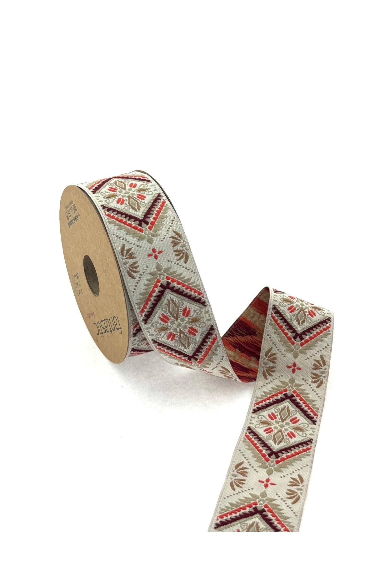 ETHNIC PATTERNED WOVEN BORDER RIBBON (3.5cm WIDTH - 10mt LENGTH)