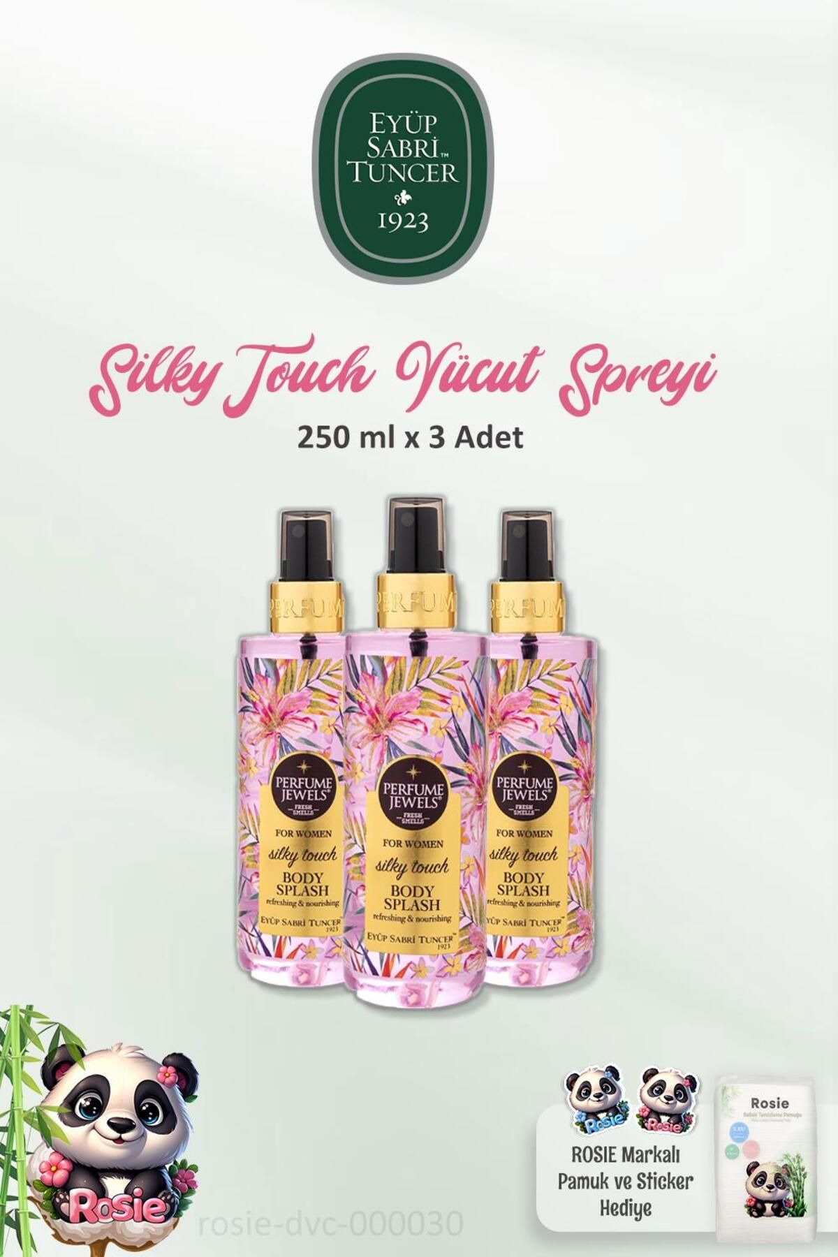 3 Pj Body Splash Silky Touch 250 ml و پنبه طبیعی ROSIE Eyüp Sabri Tuncer