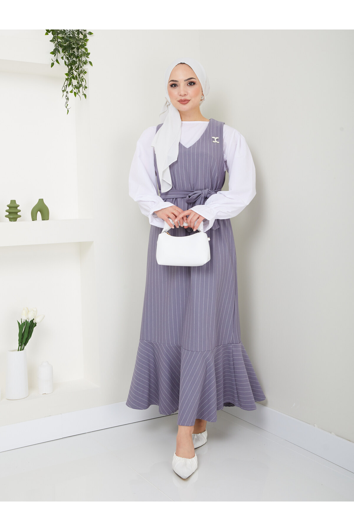 VOLT CLOTHİNG-Rochie de damă în dungi 2